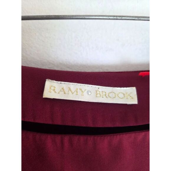 Ramy Brook "Marci" Dark Wine Red Silk Side Drape Satin Dresss size Medium - Picture 5 of 9